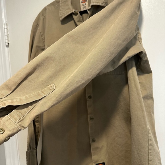 Dickies XL TALL Industrial Heavyweight Long Sleeve Men's Shirt Beige. Workwear. - Picture 8 of 11